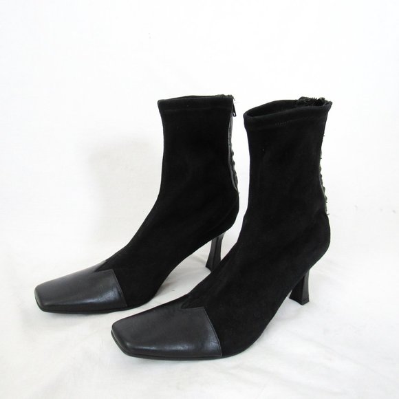 Alberto Zago Shoes - VINTAGE ITALIAN ALBERTO ZAGO BLACK SUEDE LEATHER BOOTS SQUARE TOE Chic Fitted